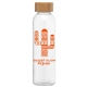 aerial view a clear alpine - 17 oz glass bottle with bamboo lid, image 1 of 2