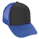 aerial view a black/blue/blue structured foam trucker hat, image 1 of 2