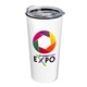 a white tumbler & clear lid the roadmaster - 18 oz travel tumbler with clear slide lid - digital