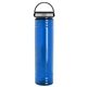 aerial view a transparent blue bottle & black with gray trim lid 32 oz adventure bottle with ez grip lid - made with tritan(tm) renew, image 1 of 2