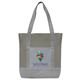 aerial view a gray 424 glenwood - non - woven tote bag with 210d pocket - colorjet, image 1 of 2