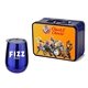 a navy blue lunchbox & blue wine glass retro lunchbox + single 10 oz stemless wine glass in vacuum formed insert