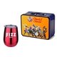 a navy blue lunchbox & red wine glass retro lunchbox + single 10 oz stemless wine glass in vacuum formed insert