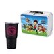 a white lunchbox & black tumbler retro lunchbox + 20 oz economy stainless steel tumbler in vacuum formed insert