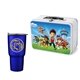 a white lunchbox & blue tumbler retro lunchbox + 20 oz economy stainless steel tumbler in vacuum formed insert