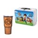 a white lunchbox & copper tumbler retro lunchbox + 20 oz economy stainless steel tumbler in vacuum formed insert