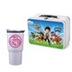 a white lunchbox & white tumbler retro lunchbox + 20 oz economy stainless steel tumbler in vacuum formed insert