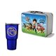 a silver lunchbox & blue tumbler retro lunchbox + 20 oz economy stainless steel tumbler in vacuum formed insert
