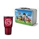 a silver lunchbox & red tumbler retro lunchbox + 20 oz economy stainless steel tumbler in vacuum formed insert