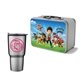 a silver lunchbox & silver tumbler retro lunchbox + 20 oz economy stainless steel tumbler in vacuum formed insert