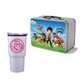 a silver lunchbox & white tumbler retro lunchbox + 20 oz economy stainless steel tumbler in vacuum formed insert
