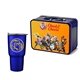 a navy blue lunchbox & blue tumbler retro lunchbox + 20 oz economy stainless steel tumbler in vacuum formed insert