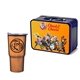 a navy blue lunchbox & copper tumbler retro lunchbox + 20 oz economy stainless steel tumbler in vacuum formed insert