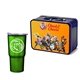 a navy blue lunchbox & green tumbler retro lunchbox + 20 oz economy stainless steel tumbler in vacuum formed insert
