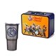 a navy blue lunchbox & titanium grey tumbler retro lunchbox + 20 oz economy stainless steel tumbler in vacuum formed insert