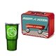 a red lunchbox & green tumbler retro lunchbox + 20 oz economy stainless steel tumbler in vacuum formed insert