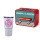 a red lunchbox & white tumbler retro lunchbox + 20 oz economy stainless steel tumbler in vacuum formed insert