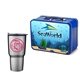 a royal blue lunchbox & silver tumbler retro lunchbox + 20 oz economy stainless steel tumbler in vacuum formed insert