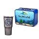a royal blue lunchbox & titanium grey tumbler retro lunchbox + 20 oz economy stainless steel tumbler in vacuum formed insert