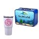a royal blue lunchbox & white tumbler retro lunchbox + 20 oz economy stainless steel tumbler in vacuum formed insert