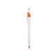 aerial view a white with orange / black ink dart click ballpoint pen, image 1 of 3