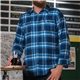 a blue/white burnside the legendary two pocket mens plaid flannel