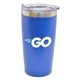 a matte blue 20 oz vacuum tumbler
