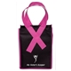 aerial view a black/ pink non - woven polypropylene small awareness bag, image 1 of 3