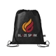 aerial view a black recycled non - woven drawstring bag, image 1 of 5