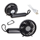 aerial view a black quiet breeze rechargeable hand fan, image 1 of 4