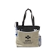 aerial view a brown 80 gsm polyproylene convention tote, image 1 of 2