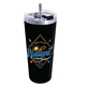 a black 22 oz memphis tumbler with flip lid straw - gift set, full color digital