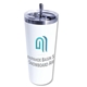 a white 22 oz memphis tumbler with flip lid straw - gift set, full color digital