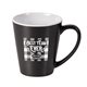 a black/white 12 oz ceramic coffee mug