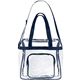 aerial view a navy blue the everything clear vinyl tote bag, image 1 of 3