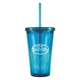 aerial view a aqua 16 oz bpa free freedom tumbler, image 1 of 3