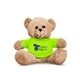 aerial view a lime green 7 plush bear with t - shirt, image 1 of 5