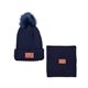 aerial view a navy blue leeman ribbed knit winter duo, image 1 of 2