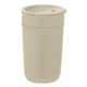 aerial view a cream 4239 danube - 12 oz ceramic tumbler with recycled plastic exterior lid, image 1 of 2