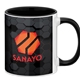 aerial view a black simplicolor 11 oz ceramic mug with colorpop, image 1 of 3