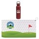 a red hole in one satin bottle gift set