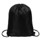 aerial view a black 210d drawstring backpack, image 1 of 2