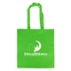 aerial view a lime green economy non - woven tote, image 1 of 2