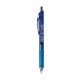a blue/silver with black ink pentel energel deluxe rtx needle tip retractable liquid gel pen (medium)