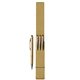 aerial view a gold pms 872 3- piece glacio pen set with recycled case, image 1 of 2