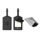 a black toscano leather luggage tag set