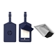 a blue pms 2767 toscano leather luggage tag set