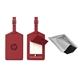 a red pms 201 toscano leather luggage tag set