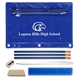 aerial view a translucent blue academic school kit - blank contents, image 1 of 3