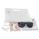 aerial view a white with matching color sunglasses & golf towel layover 15 piece golf kit in travel pack with zipper components inserted into zipper kit, image 1 of 4